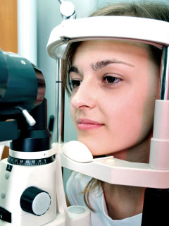 image of woman doing an eye test. 